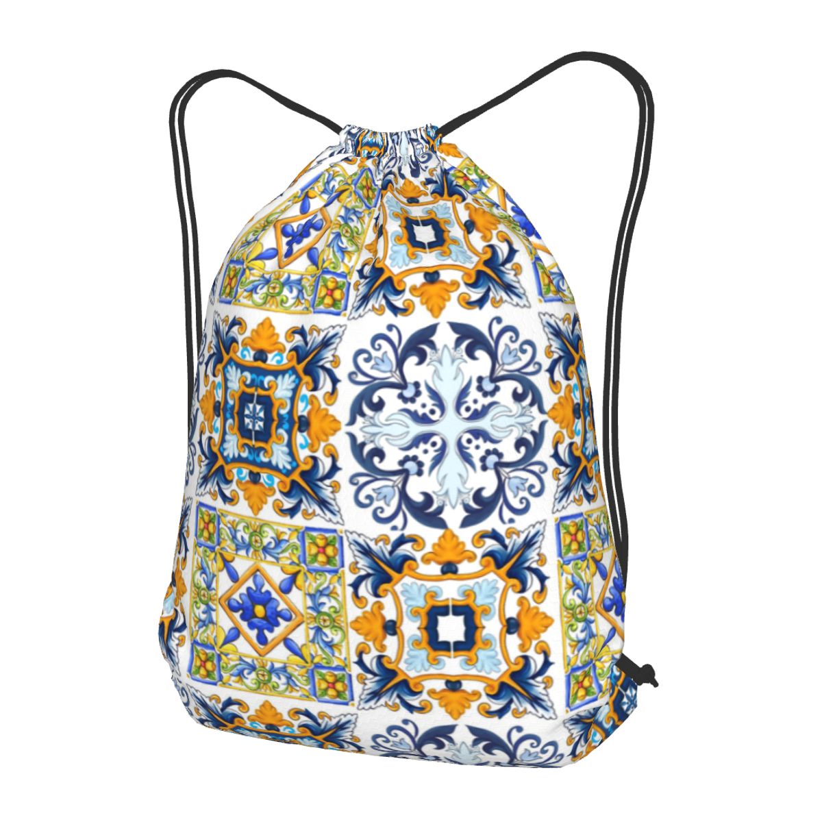 Tile Bag Drawstring - Копия сицилийской плитки, средиземноморская мозаика, декоративные