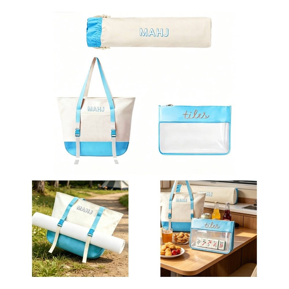 Tile Bag Drawstring - Набор аксессуаров для маджонга: холщовая сумка-тоут,