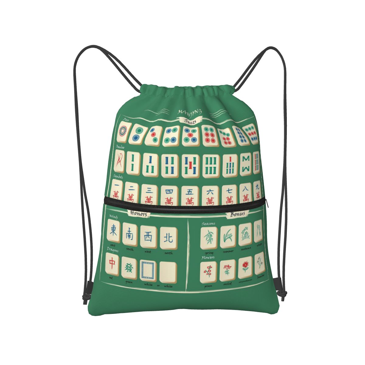 Tile Bag Drawstring - Рюкзаки с узором в стиле маджонг,