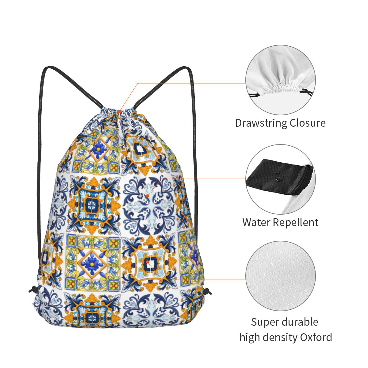 Копия сицилийской плитки, сред – обзор и цена Tile Bag Drawstring