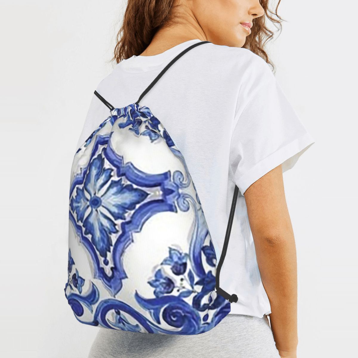 Синие рюкзаки с цветочным узор – обзор и цена Tile Bag Drawstring