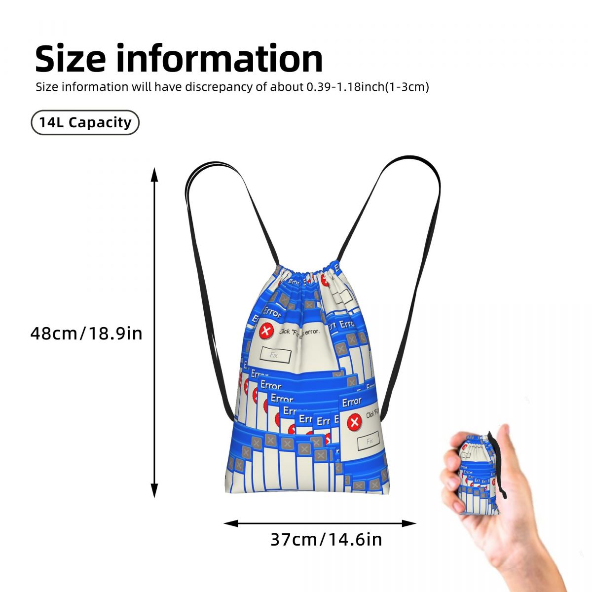Рюкзак-мешок с принтом «Ошибка – обзор и цена Tile Bag Drawstring