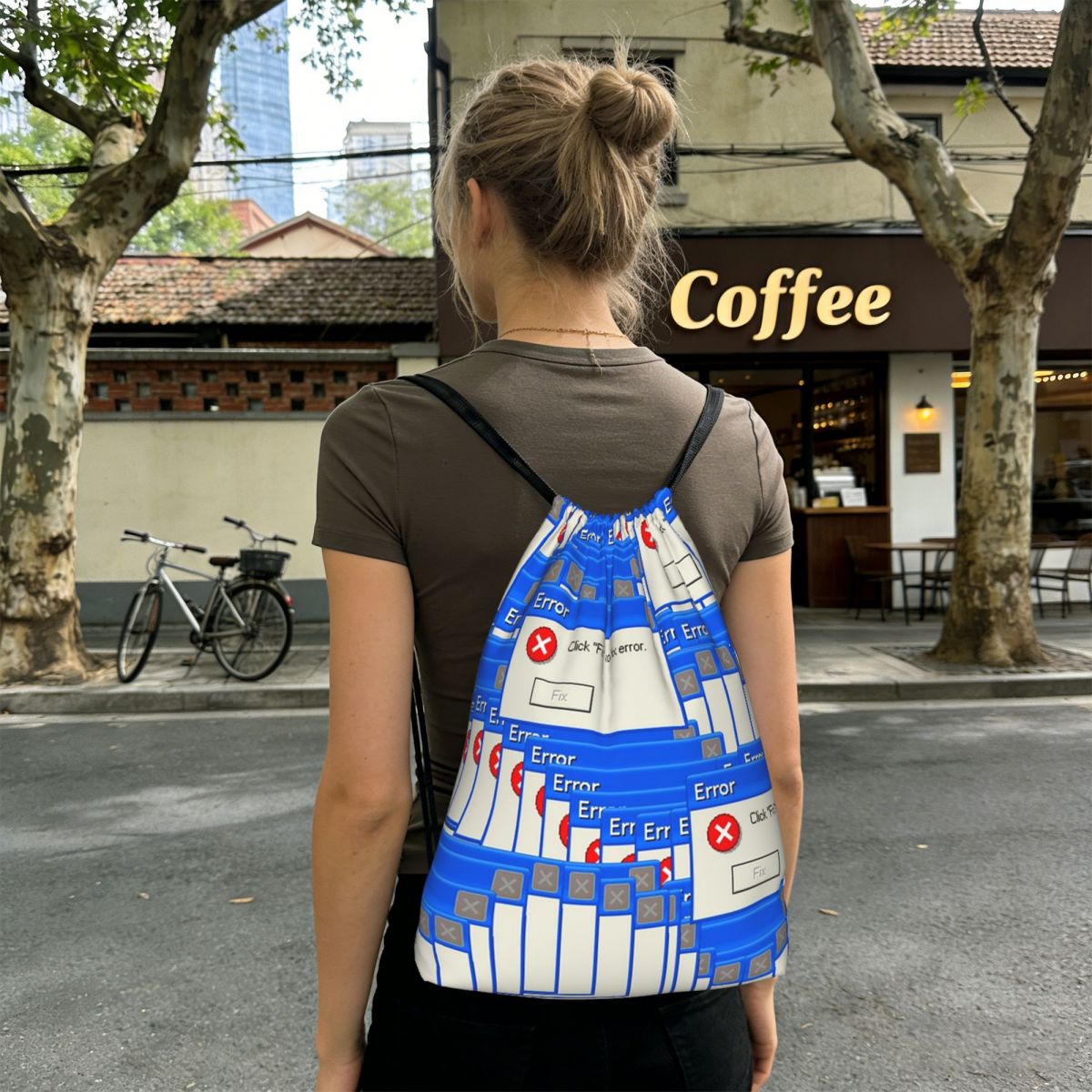 Рюкзак-мешок с принтом «Ошибка – обзор и цена Tile Bag Drawstring